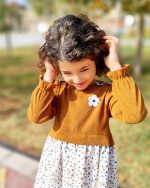 پیراهن مدل پانیذ دو رنگ مخمل کبریتی ساده و چاپی گل ریز